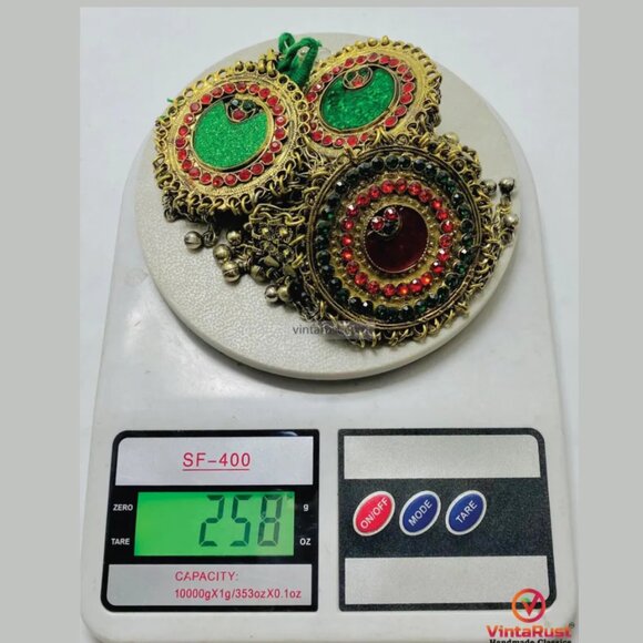 Handmade Afghan Necklace and Earrings : Tribal Kuchi Jewelry Set - Picture 4 of 5